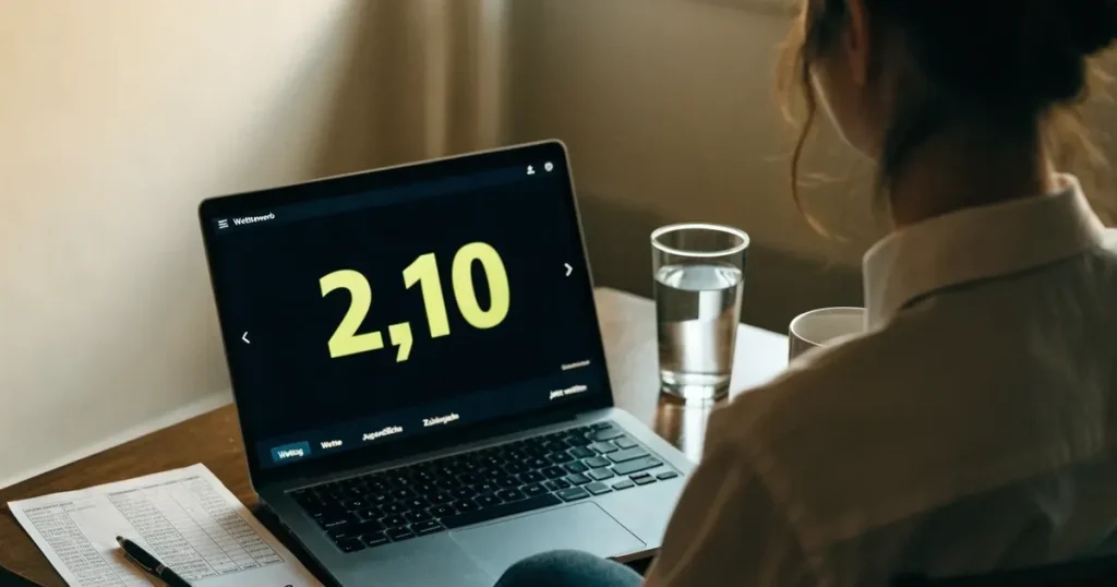 Ein geschlossener Laptop steht auf einem Küchentisch neben einem Wasserglas, durch das Fenster dahinter fällt weiches Tageslicht.