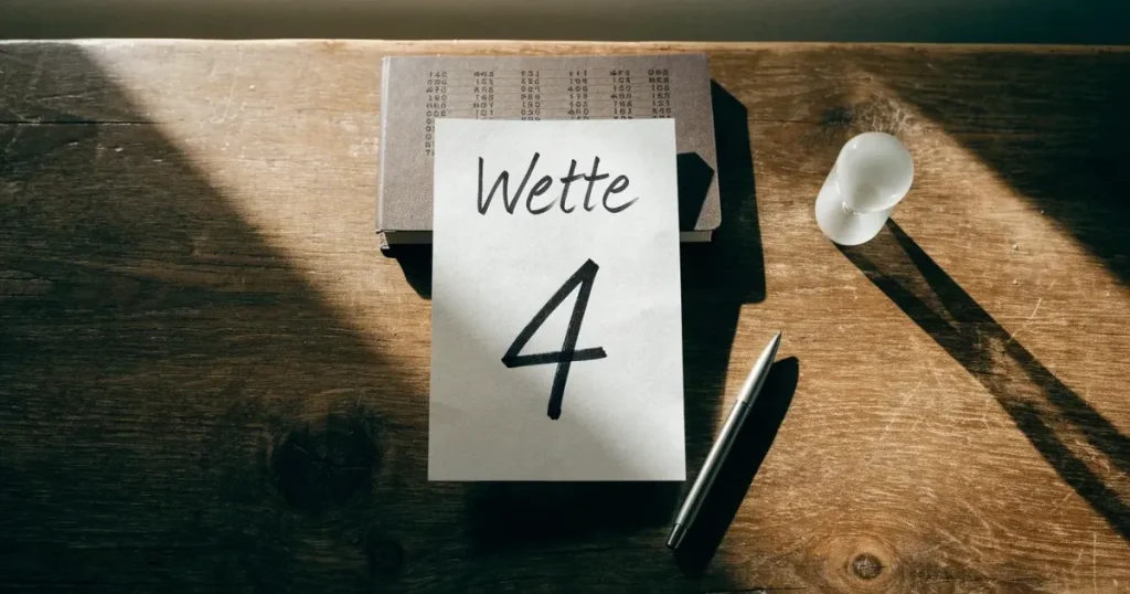 Ein kleiner Stapel Münzen neben einer Sanduhr auf einem Holztisch im weichen Fensterlicht.