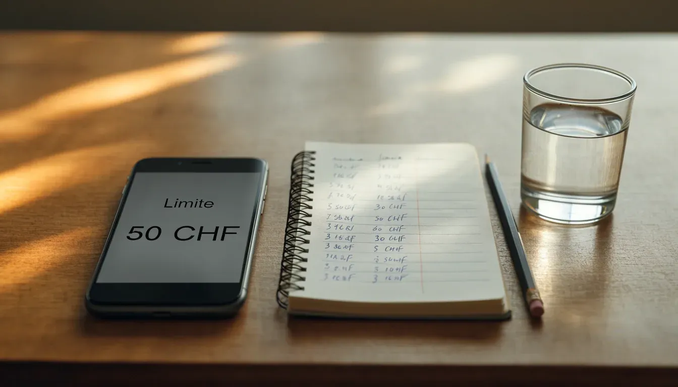 Eine Sanduhr steht neben einem Notizbuch mit handschriftlichen Notizen auf einem Holztisch, daneben dampft eine Tasse Tee.